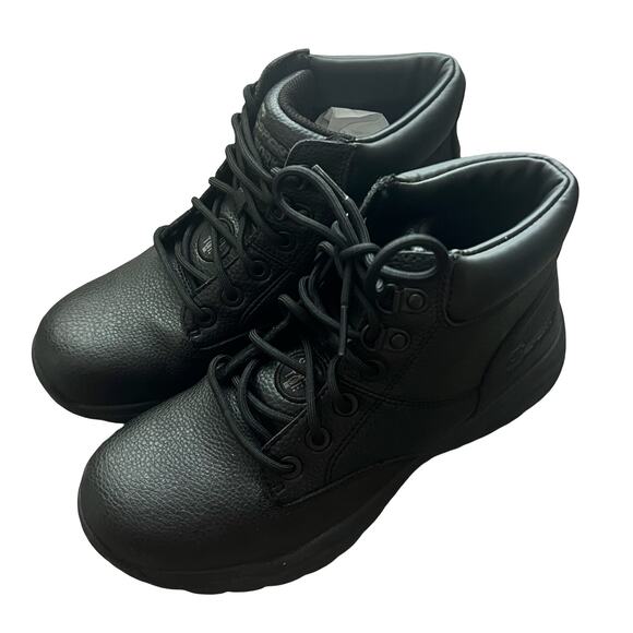 S Sport by SKECHERS Men\'s Elton Steel Toe Leather Work Boots Black 8 main image 4